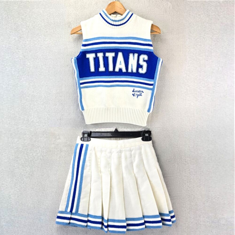 Vintage Allion Knitting Mills Cheer Cheerleader Uniform Set Titans Made In USA